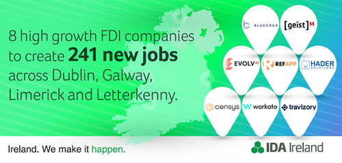 アイルランド政府産業開発庁、高成長企業8社による雇用を発表